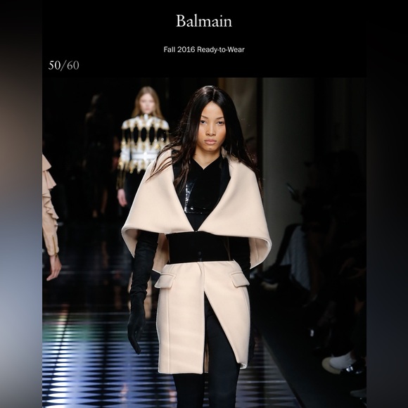 Authentic Balmain runway wool cashmere salmon pink dress cape coat XS 40 - Picture 1 of 12